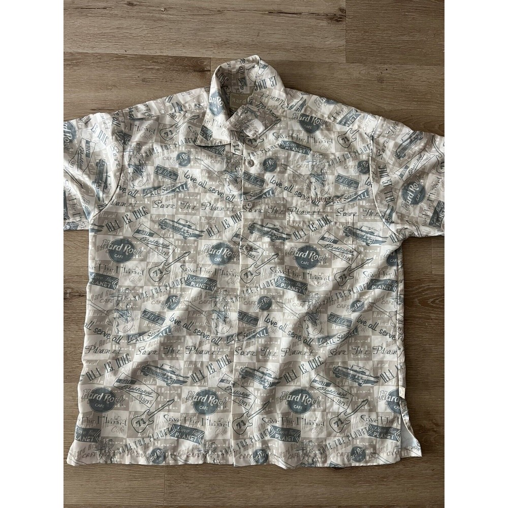 Hard Rock Cafe Save The Planet Los Angeles Men’s Hawaiian Button Up Shirt XL